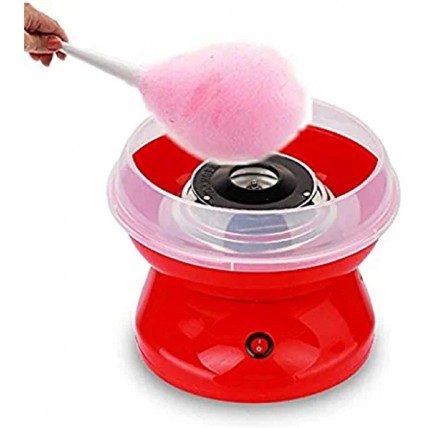500W Portable with Large Splash-Proof Plate, Efficient Electric Heating Cotton Candy Machine Maker with 10 Marshmallow Sticks & Sugar Scoop for Kids Gift Birthday Party (Red)